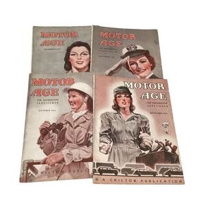 Vintage 1943 Motor Age Magazines Lot of 4 Chilton WWII Era Sept Oct Nov Dec